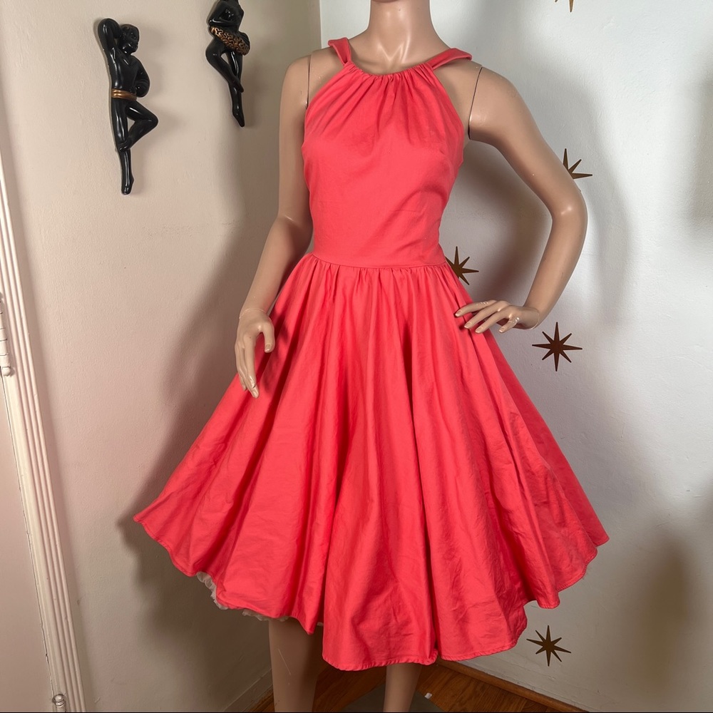 Pinup couture coral Harley dress